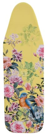 SHERWOOD Ironing Board Cover 124 x 38cm 100% Cotton Cover with Thick Felt Resists Scorching and Staining Adjustable Size Iron Board Cover (Bluebird and Flowers,124 x 38cm)