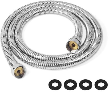 Dachiy 1.5m Flessibile Doccia, Tubo Doccia in Acciaio Inox, Tubo Doccia da Anti Torsione, tubo per doccia universale, Adatto a Tutti i Soffione Doccia, Argento