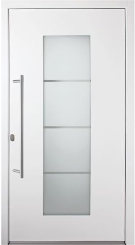 kuporta Alu-Kunststoff Haustür SORI DOOR - Eingangstür in weiß 100 x 210 cm DIN rechts inkl. Stoßgriff-Set