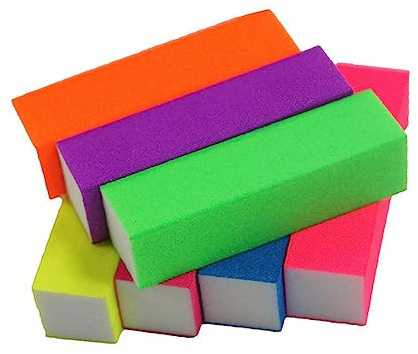 Mikinona Bloque para Lijar Uñas de Esponja, Pulidora 4 Caras, Lavable y Ligera, para Uñas de Manos y Pies, Uso en Casa, Lote de 10 Piezas Color Aleatorio