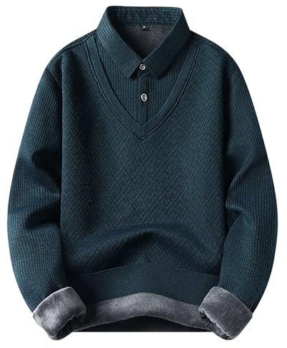 SRZYMJ Male Strickpullover Dark Grün Herren Pullover Herren gestreifter Kontrast Pullover Herren schmaler Rundhals gestreifter Pullover Herren Pullover Casual Top Arbeitsoverall Yogashirt Hemd 3XL