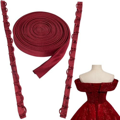 GORGECRAFT Adjustable Corset Back Kit Wedding Dress Corset Kit Bridal Dress Zipper Replacement Polyester Lace-up Loops Ribbons Ties Fit Satin Corset Back Kit for Formal Prom Evening Gown, FireBrick