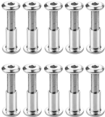 Lot de 10 Vis de Connexion, Connecteur D'armoire, Vis de Meubles en Acier Inoxydable, Vis de Raccordement pour Meubles, Connecteurs de Meubles M6 pour Meubles, Armoires, Placards, Bois (M6 x 10mm)