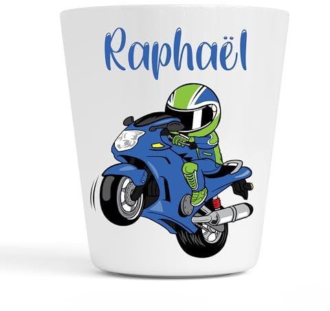 Générique Gobelet en Plastique pour Enfants | Gobelet Personnalisé avec Nom |Verre Plastique Incassable Personnalisé (Moto Raphaël)