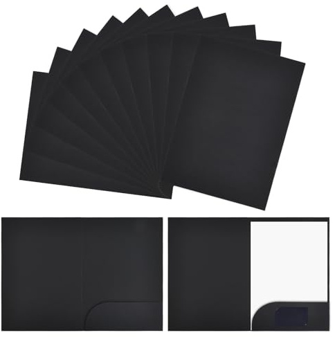 20 Piezas Carpetas de Papel Kraft A4,350gsm Carpetas de Proyectos con Ranuras para Tarjetas,Carpeta de Presentación Carpetas de Cartón para Documentos,Subcarpetas Simples para Escuela Oficina (Negro)