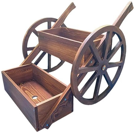 FewNvWa Macetero con Forma de Rueda de Carro de Madera, Estante para Flores, Macetas para Patio, Jardinera para Exteriores, Jardinera para Entusiastas de La J