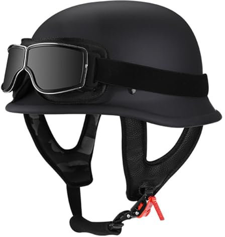 Casco Jet Moto Vintage Caschi Cromwell Omologato ECEDOT Mezzo Casco Da Motociclista Con Occhiali Portatile Casco A Scodella Per Uomo Donna Scooter Street Cruiser 4,M:57-58CM