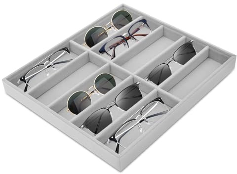 harupink Sonnenbrillen aufbewahrung,Brillenbox aus Plüsch Holz Kratzfest Beschädigungsresistent, Platz für 10 Sonnenbrillen, Brillenaufbewahrung auch als Jewelry box oder Schmuckkästen
