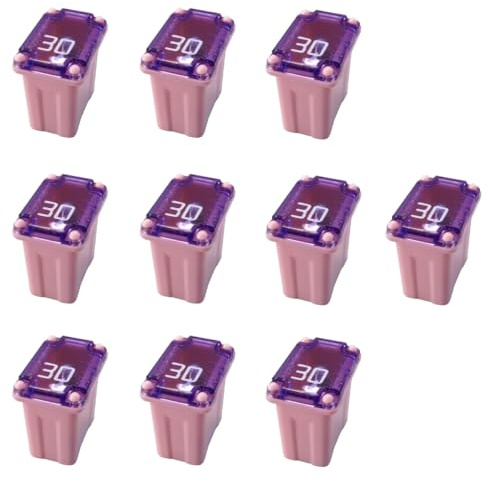 GAOLAOSY 10PCS 30 Amp Car Micro Cartridge Fuses, Slow Blow FMM Mcase Type Fuses Replacement, Low Profile Mini Jcase Female Fuse, Universal Box Shaped Auto Fuse Accessories for Truck Car SUV(30A)