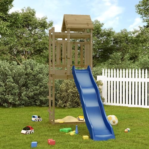 Homgoday Outdoor Playset for Kids, Solid Wood Pine Backyard Playground with Swing and Slide, Multi-Activity Centre with Wave Slide and Sandpit, CP-69 for Children Garden Play