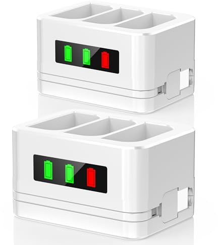 2-pack 3-fack ring batteriladdningsstation/batteriladdare, med LED-skärm, typ-C-ingång, kompatibel med Ring Doorbell 2/3/4/3 Plus/Spotlightkamera/titthålskamera och kamerabatteri