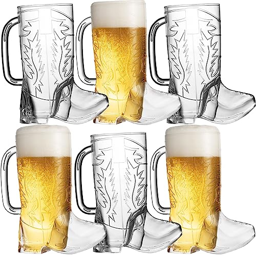 6-Pack 17oz Cowboy Boot Cups - Reusable BPA-Free Plastic Mugs, Ideal for Kids, Western Themed Rodeo Birthday Party Decor & Supplies, Fun for Themed Events