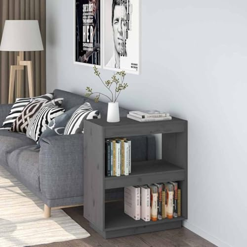 Frdhee Aktenregal Raumtrenner Regal,Bücherregal Grau 60x35x71 cm Massivholz Kiefer,Buchregal für Schlafzimmer,Wohnzimmer,Homeoffice