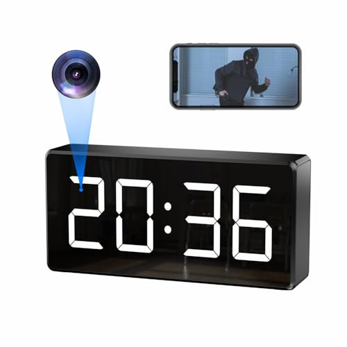 4K Horloge Camera Espion sans Fil WiFi caméra de surveillance - Black | 4K,angle large 170°,Wi-Fi 2,4 et 5G,vision nocturne,détection de mouvement,horloge,sécurité intérieure,appli mobile