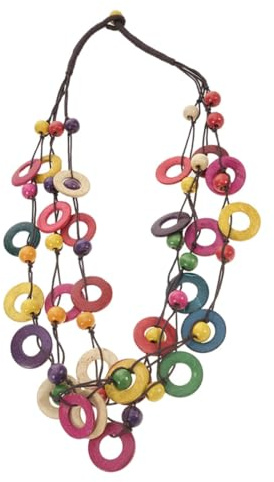 JOYOFREELY Collana Bohemia Geometrica Rotonda in Resina, Stile Vintage | Collana Rosa, Bigiotteria Donna Collane, Collana Etnica Donna per Uso Quotidiano e Spiaggia