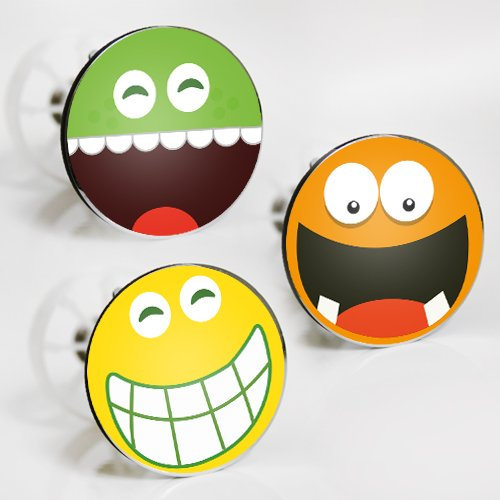 StöpselSpaß Aufkleber für Waschbeckenstöpsel - Motiv: Smileys - 3 Stück im Set