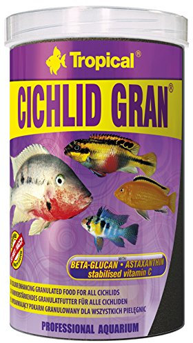 Aquatic Paradise Tropical Cichlid Gran Farbverstärkendes Granulatfutter für alle Cichliden, Malawi Tanganyika Diskusfische 1000ml/550g
