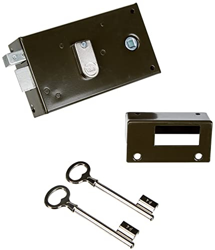 Yale Horizontales Kastenschloss mit Nuss Links – YAH36G – Khaki, 2 Schlüssel im Lieferumfang enthalten, Achse bis 55 mm, Vierkant 6 mm, Linke Version – für Innentür