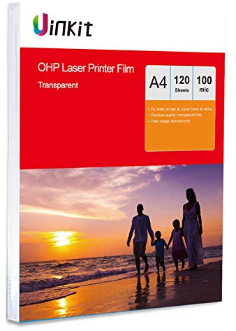 OHP Film Overhead Projector Film - 120 Sheets A4 Laser Jet Printer and Copier Transparency Film Uinkit