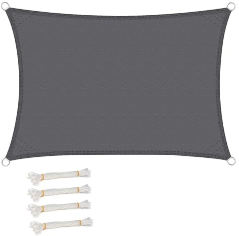 WOLTU Toldo Vela Impermeable Rectangular 5x7 m Poliéster Protección Rayos UV Intemperie para Patio Exteriores Jardín Color Arena Gris