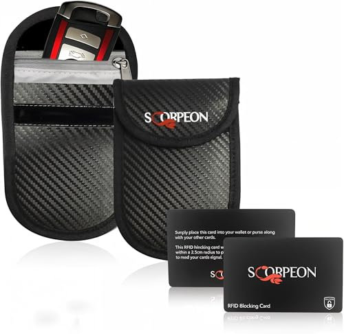 Scorpeon 2-Pack Black Faraday Pouch for Car Keys | RFID Blocking Keyless Entry Signal Blocker | Anti-Theft Car Key Signal Jammer Case | Faraday Bag for Key Fob Protection | Secure RFID Key Fob Pouch