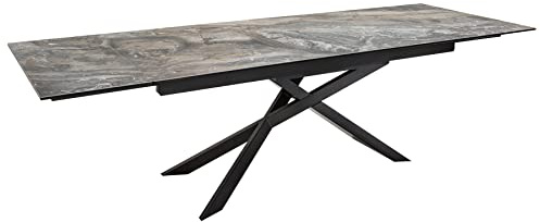 invicta INTERIOR Esstisch Euphoria 260cm - schwarz grau - Keramik | 12 Sitzplätze, hochwertig, 120 kg Belastbarkeit, industrial-Design, höhenverstellbare Füße, Metallgestell