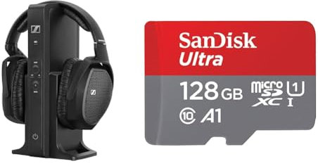 Sennheiser RS 175 Digitaler drahtloser Over-Ear-Kopfhörer & SanDisk Ultra Android microSDXC UHS-I Speicherkarte 128 GB + Adapter