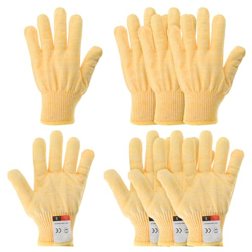 PATIKIL Cut Resistant Gloves, Extra Large, Yellow, 4 Pair | Level 5 Protection, Anti Cutting Gloves, for Kitchen Wood Carving Working