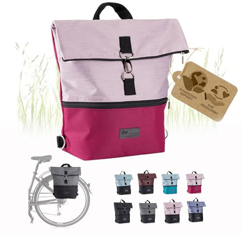 Fahrradtasche mit Rucksackfunktion, Gepäckträgertasche, pink-rosa | wasserabweisend & leicht zu befestigen, 20l, für Arbeit, Freizeit & Sport, für Fahrrad & E-Bike