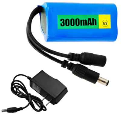 WILLQ 12V Lithium Battery Pack Rechargeable 3000mAh Li Ion Battery Portable 12 Volt Battery DC Interface for Solar Light/Electric Device Battery,12V3000mah with charger
