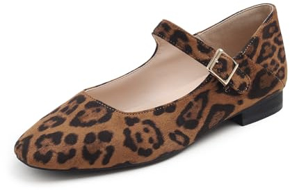 Feversole Women's Mary Jane Fashion Square Toe Easy Buckle Low Heel Slip On Flats