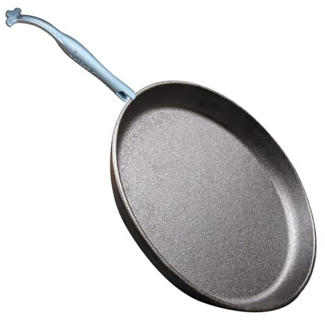 LUNAWAY CAST IRON - Piatto tondo in Ghisa smaltata + Maniglia | Adatto a Forno, Barbecue, Gas, Induzione | Doppia Smaltatura, Uso Esterno e Interno | Ø22 x 2,1h cm + Maniglia