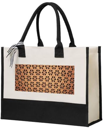 Unkhtt Bolsa de lona tejida de mimbre para mujer, gran capacidad, para viajes, escuela, oficina, compras