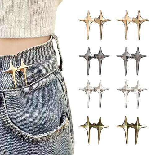 8 Set stringi pantaloni vita,Jeans Vita Strettoio Bottone,stringi pantaloni Stringi Pantaloni Vita Bottone Jean Regolabile Regolabile Nessuna Cucitura Richiesta,Per Cambiare la Misura (Stelle)