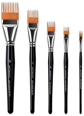 Kopinma Grainer Pinselset, 5 Teiliges Flachkammpinselset für Strukturmalerei, Perfekt für Künstler, Acryl-, Aquarell und Ölfarben, Premium Künstler Flat Effektpinsel