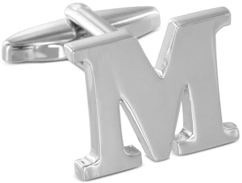 TEROON Manschettenknopf Buchstaben Initiale 'M' [EIN Knopf - KEIN PAAR]