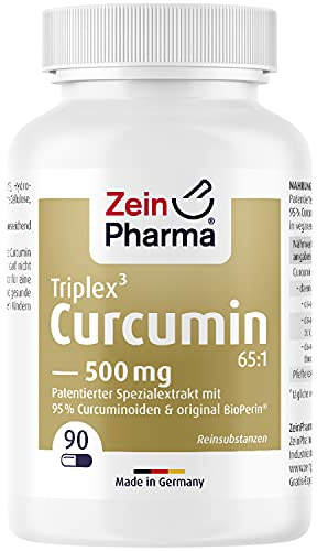 ZeinPharma Curcumin-Triplex³ Kapseln 90 Kapseln 500mg - Curcuma Piperin Kapseln hochdosiert mit 95% Extrakt, Nahrungsergänzungsmittel vegan, laborgeprüft