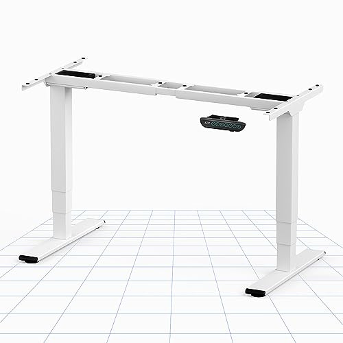 FLEXISPOT Dual-Motoren, höhenverstellbarer elektrischer Stehpult mit Memory-Smart-Panel, großer Hebebereich EC5-Serie, Metall, 3-stufiger Rahmen|weiß, E5W-UK