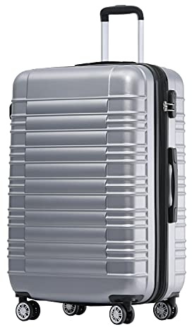 BEIBYE 2088 Zwillingsrollen Reisekoffer Koffer Trolleys Hartschale M-L-XL-Set in 13 Farben (Silber, XL)
