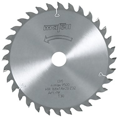 Mafell Sägeblatt-HM, 168 x 1,2/1,8 x 20 mm, Z 32, WZ, für Feinschnitte in Holz