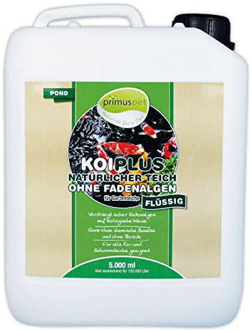 primuspet NEUHEIT KOIPLUS Natürlicher Teich ohne Fadenalgen - FLÜSSIG (Verdrängt Fadenalgen ohne chemische Zusätze, algenfreier Gartenteich), Inhalt:5 Liter
