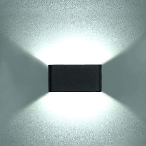 JianRui LED Wall Lights, Outdoor Lighting Exterior Wall Sconce 6W IP54 Waterproof Up and Down Aluminum for Indoor Bedroom Living Room Garden (Cold White)