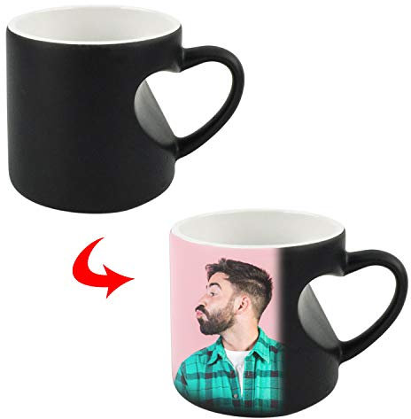 Tasse Personnalisée avec Photo Mug Magique Personnalisable en Ligne Changeante de Couleur Sensible à la Chaleur Tasse à Café Thé Chaud en Céramique pour Cadeau d'Anniversaire Noël Fête des Père/Mère