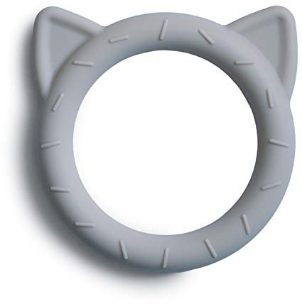 Mushie Beißring für Babys aus BPA-frei Silikon | Fördert Sehsinn & Motorik Baby | Zahnen Nursing Zubehör | Sichere & Hochwertige für Kleinkinder Kinder Jungs & Mädchen | Katze Design (Stone)