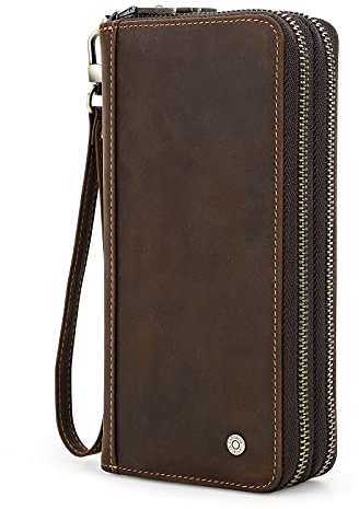 CONTACTS Herren Echtes Leder Ausweis Handyhalter Reißverschluss Coin Key Clutch Geldbörse Handtasche (Caffee2)