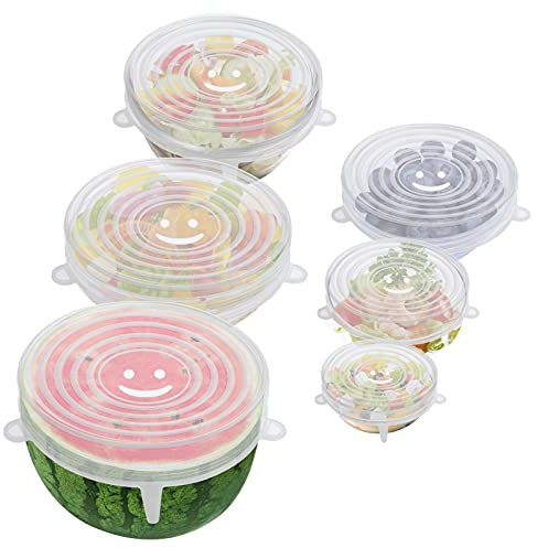 OstWony 6PCS Silicone Stretch Lids, Four Specifications of Reusable Silicone Bowl Cover, Suitable for Various Food Containers, High and Low Temperature Scenarios (Microwave Ovens, Freezers) | Silicone Stretch Lids,Reusable Silicone Bowl Cover,Suitable for Various Food Containers,High and Low Temperature Scenarios