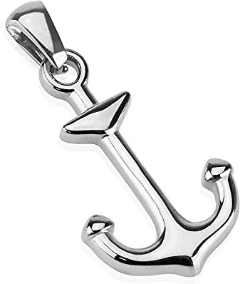 Treuheld® Silberner Anker Ketten-Anhänger aus Edelstahl | Glänzend