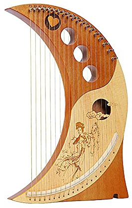 Mahagoni Massivholz Lyre Harp, 10/16/19 String Multiple Styles Harp Instrument mit Tuning-Schlüssel, Plektren, bestes Geschenk für Erwachsene Kinder (Color : 19Strings)