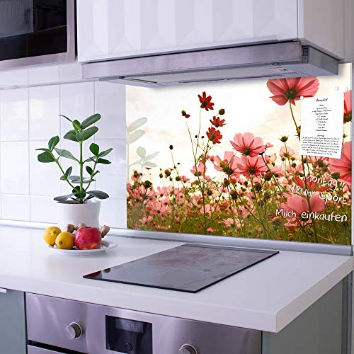 banjado Küchenrückwand Glas ohne Bohren 60x40cm – Glasrückwand Küche mit Motiv Schmuckkörbchen/Spritzschutz Küchenrückwand Glas/selbstklebende Küchenrückwand Platte - magnetisch & beschreibbar