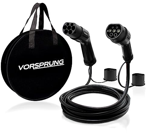 Vorsprung Electric Car Charger Cable 10M, Type 2 EV Charging Cable, 32A 7.68kW, Single Phase Mode 3, Type 2 to Type 2, IP65 Waterproof, Carry Bag